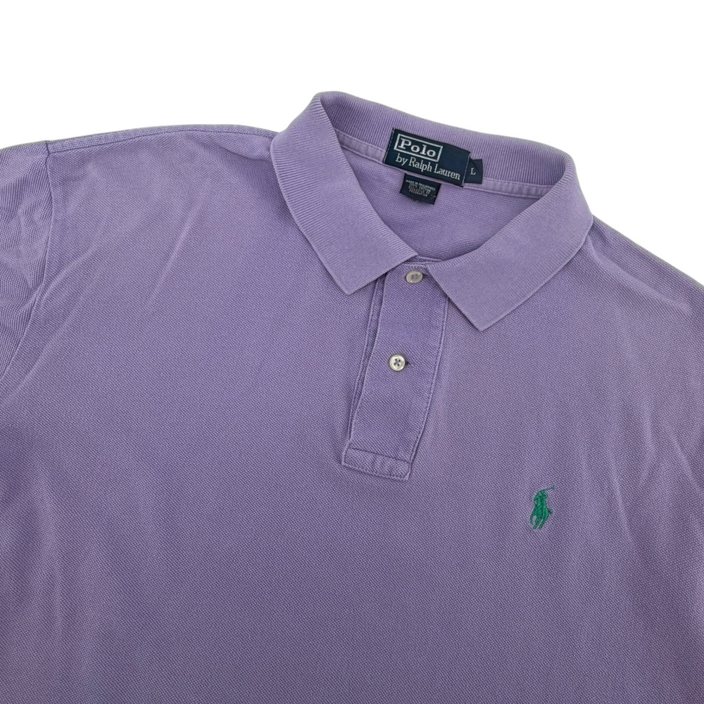 Polo Ralph Lauren Mens Large Purple Cotton Pique Short Sleeve Pony Polo Shirt